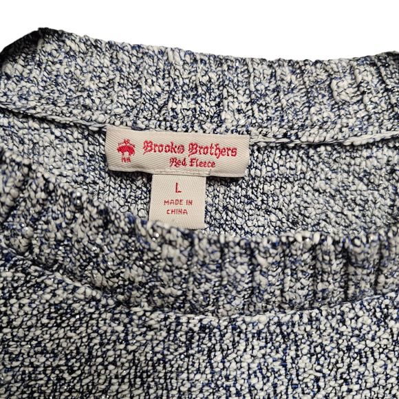 BROOKS BROTHERS RED FLEECE Sweater Blue/White/Silver LARGE - Picture 3 of 7